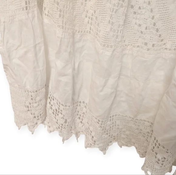 LACE APRON Long Cotton Vintage 1940 Domestic Homemaker Tie Waist Maxi - Picture 4 of 8